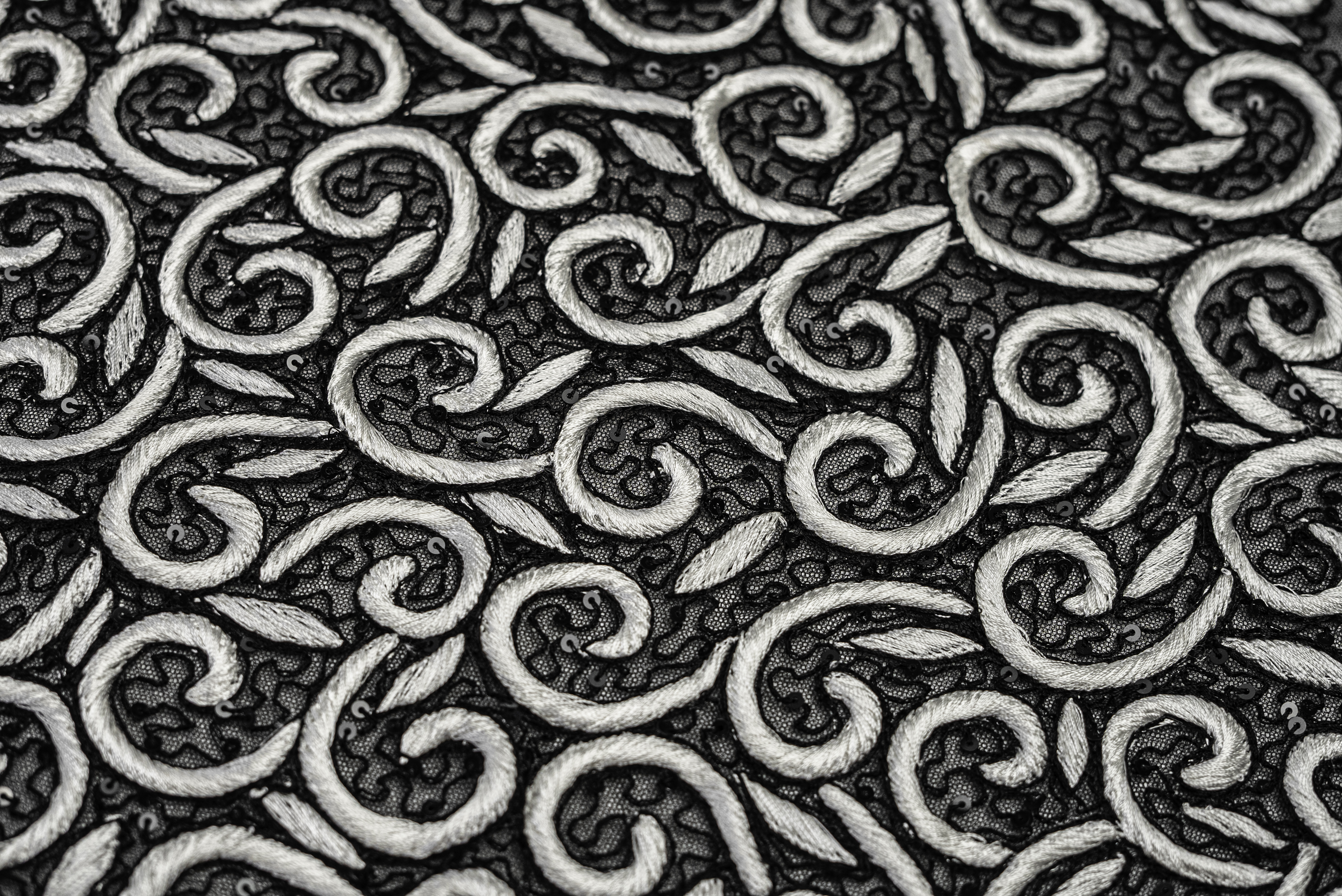 SCROLL VINE EMBROIDERED MESH