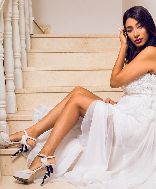 SEQUINED CHIFFON EMPIRE GOWN