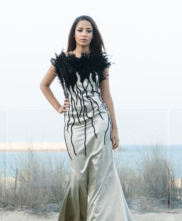 SILVER PLUME FEATHER GOWN