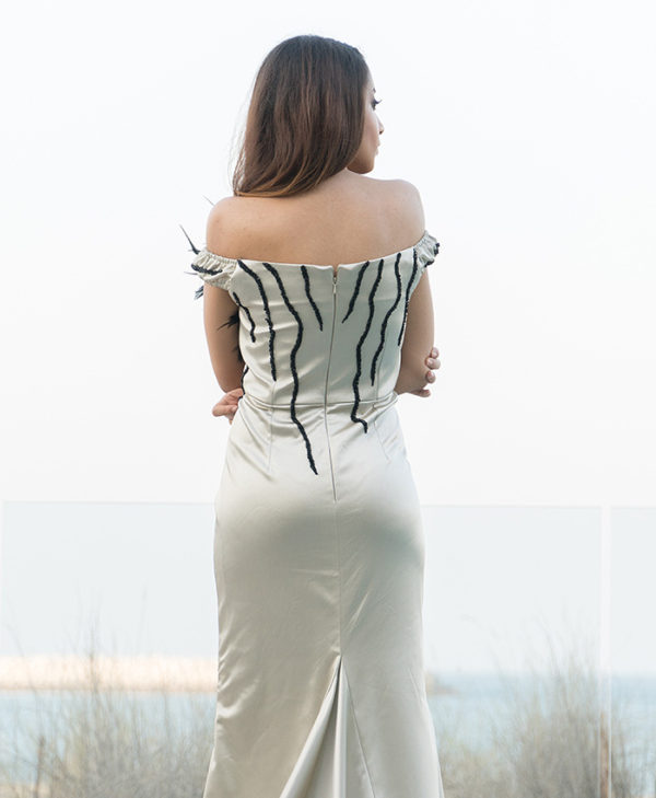 SILVER PLUME FEATHER GOWN