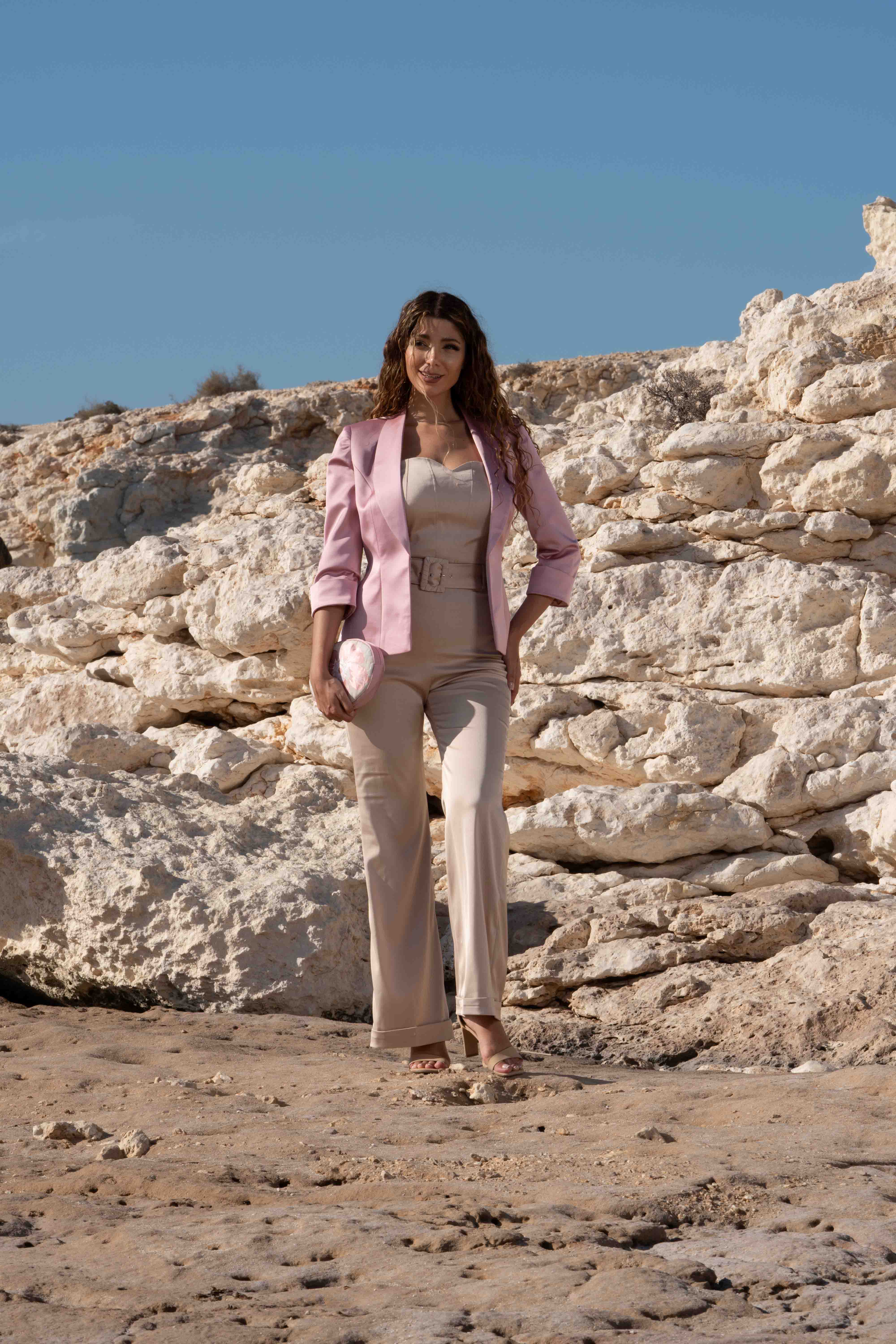 SINGLE-BREASTED PINK TAILORED BLAZER