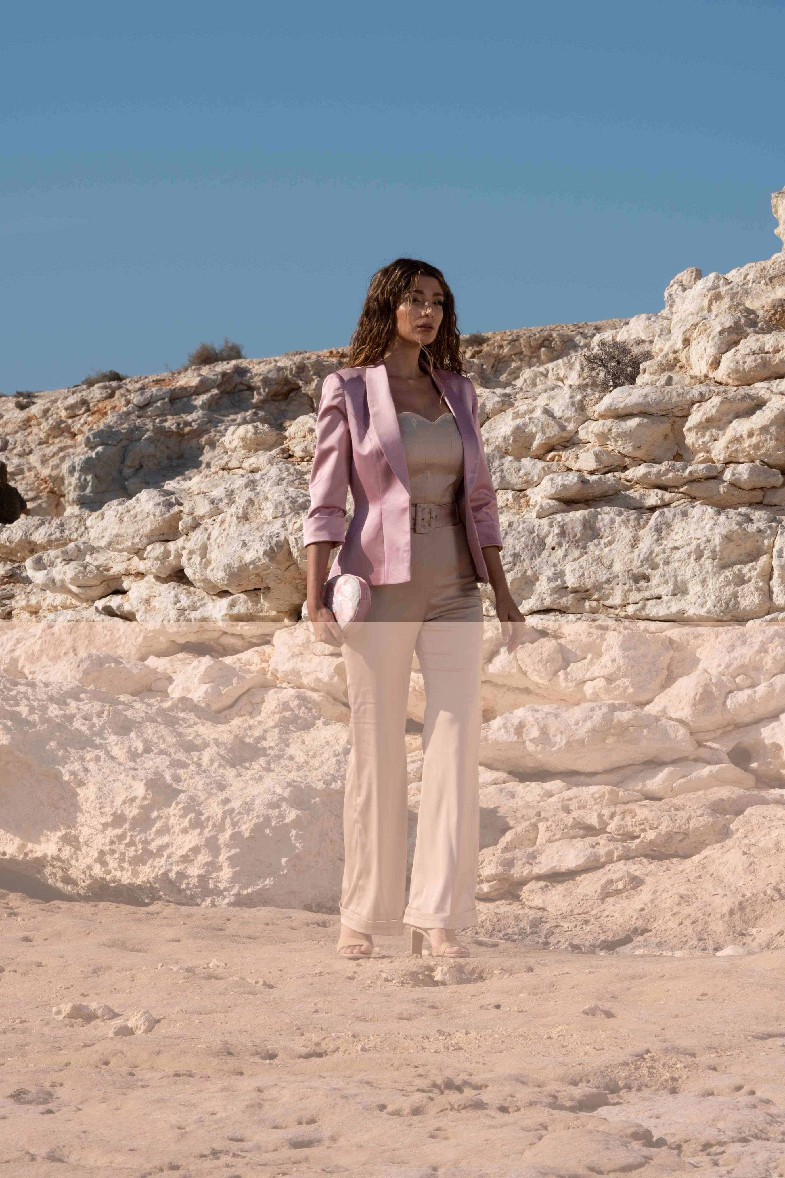 SINGLE-BREASTED PINK TAILORED BLAZER