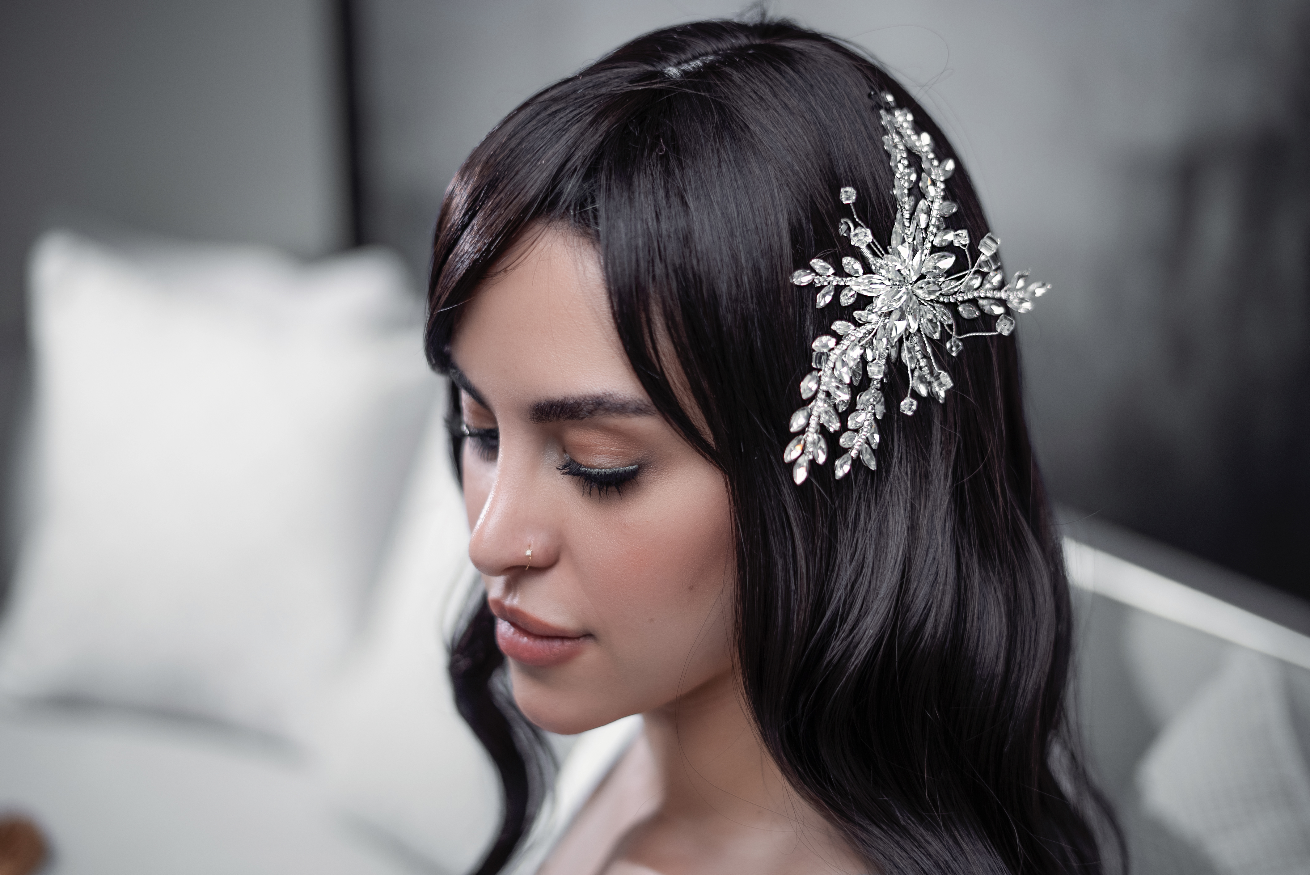 STARBURST CRYSTAL FLORAL HAIR CLIP