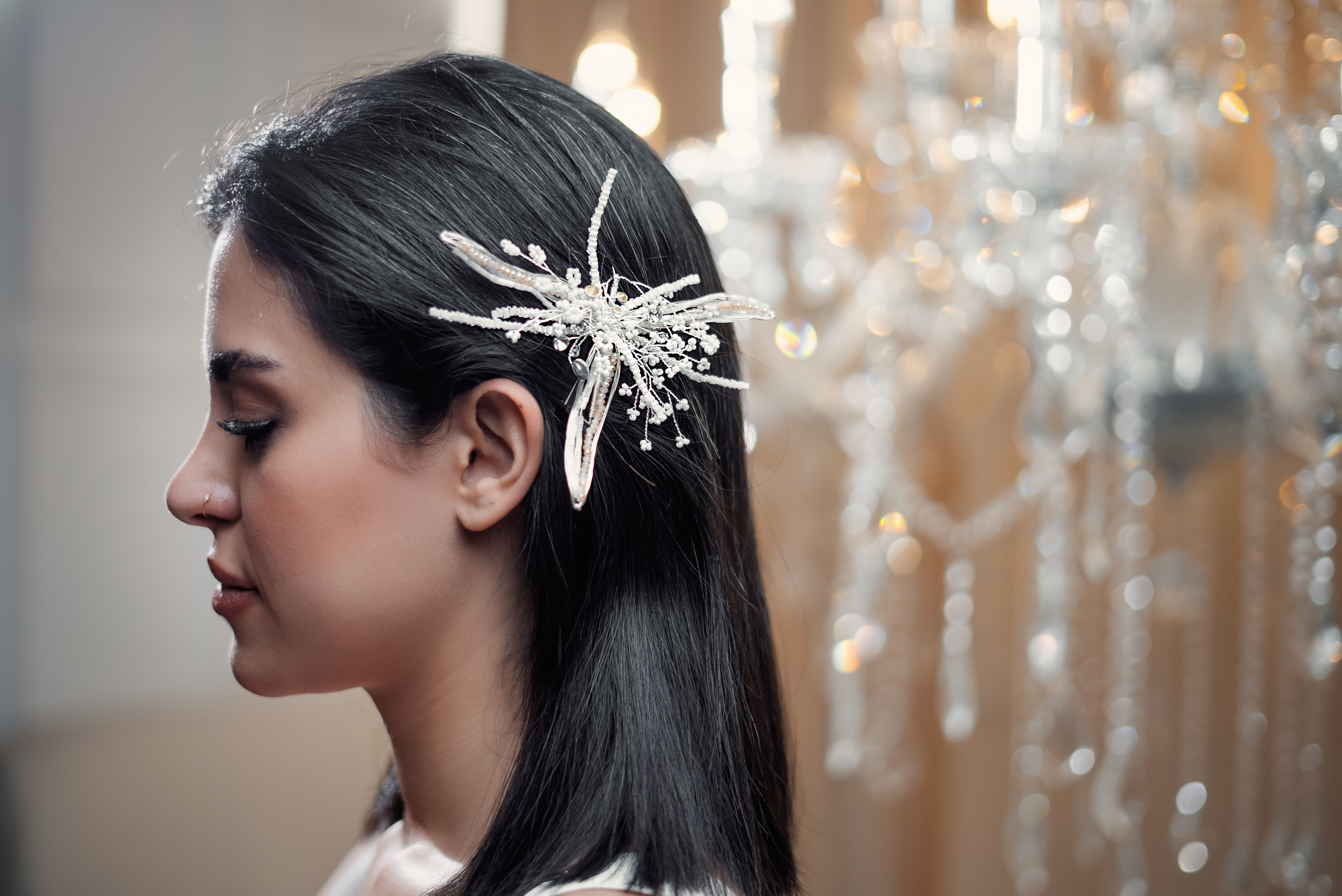 STARBURST FLORAL BRIDAL HAIR CLIP