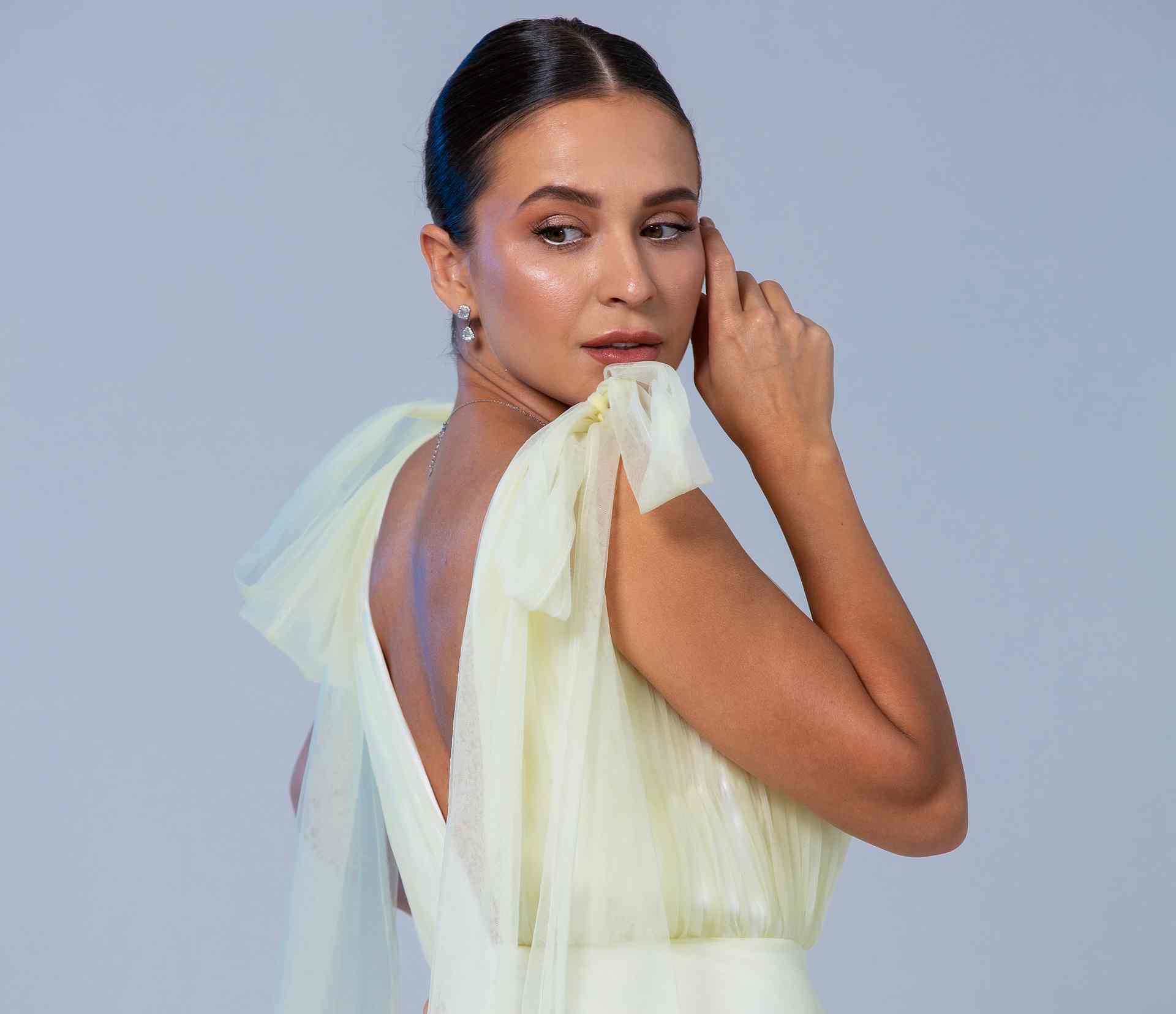 SUNLIT YELLOW CAPE GOWN