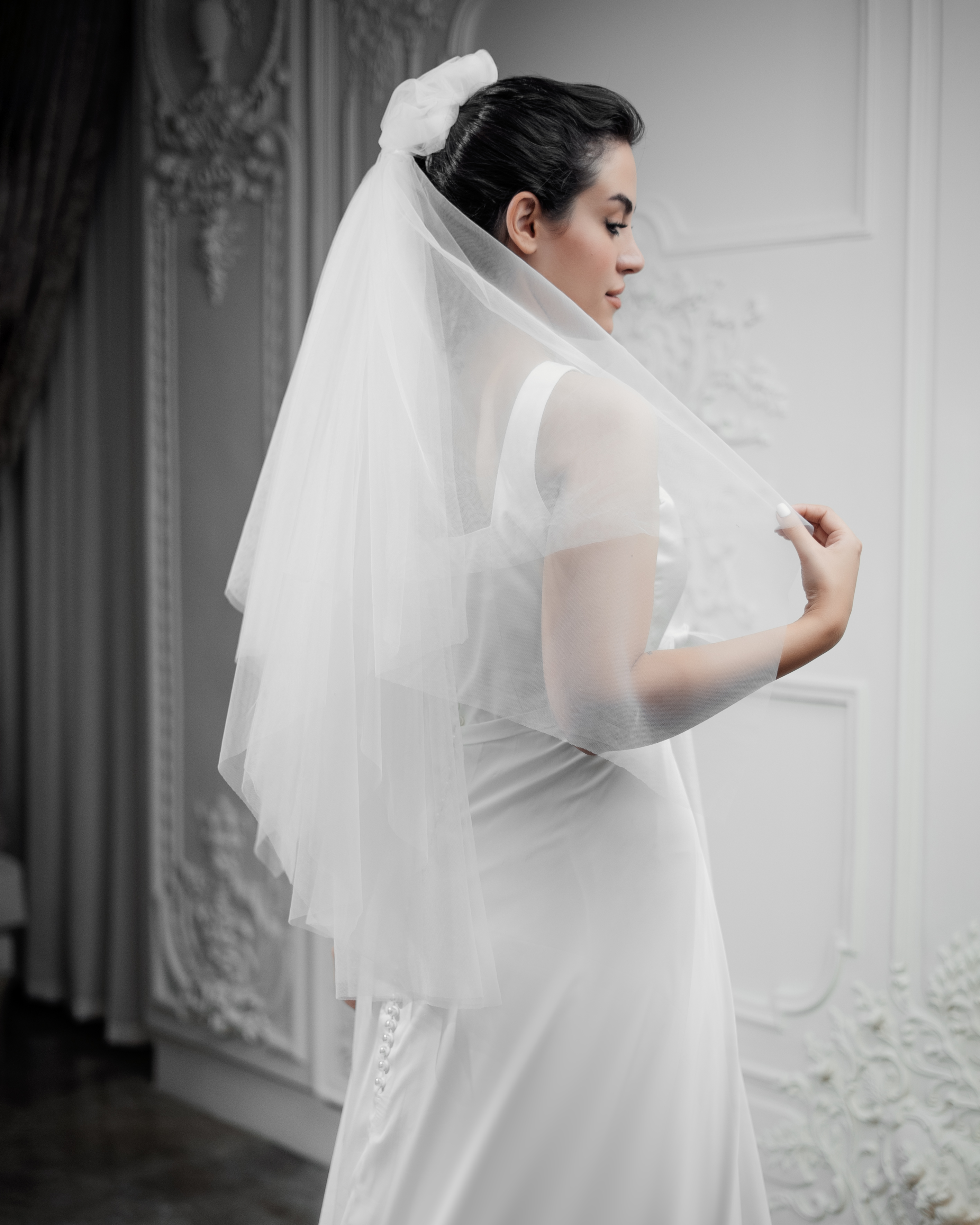 TULLE-BOW LAYERED VEIL